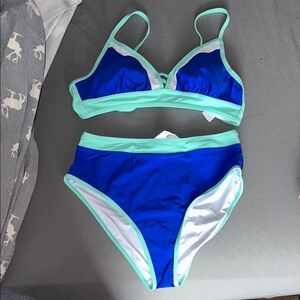 Stylish Blue and Mint Bikini Set